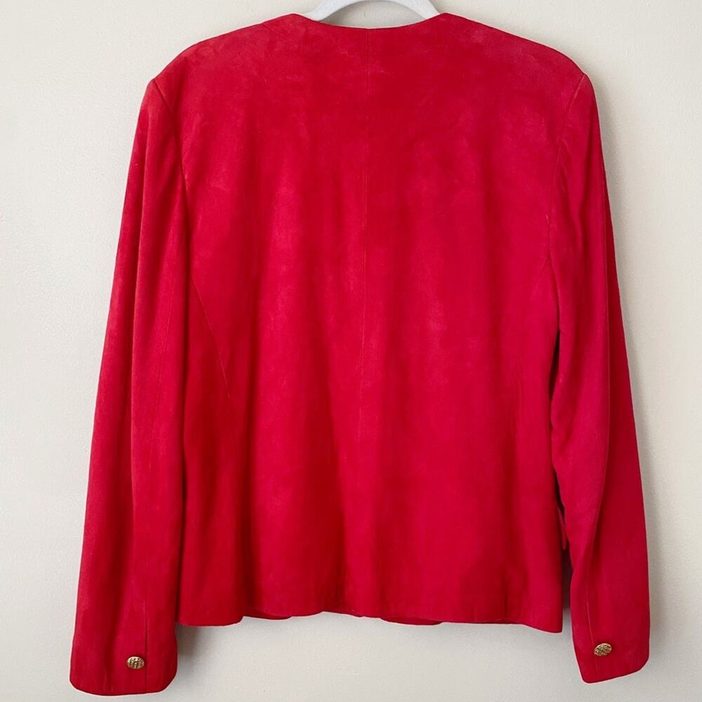 Carlisle | Vintage 100% Suede Button Front Blazer Jacket Classic Dressy Red 10 - Picture 5 of 6